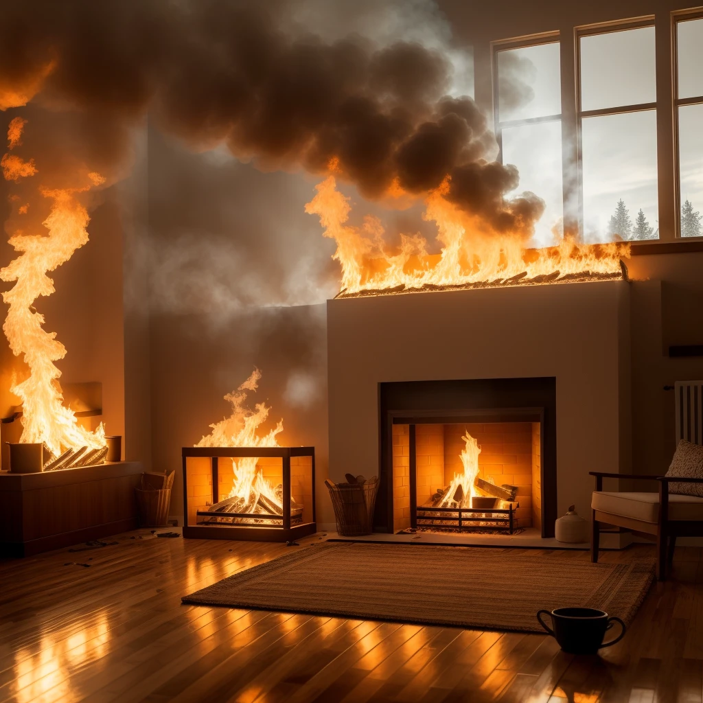 I'm sitting comfortably in a cozy armchair in the middle of a small living room, sunlight streaming in through the windows to my left. I calmly take a sip from a large, steaming mug of dark coffee as I enjoy a slow drag from a neatly-rolled joint held lightly between my fingers. The walls of the room are engulfed in bright, dancing flames, undulating oranges and yellows contrasting with the billowing clouds of thick gray smoke that fill the room. Oddly, neither the smoke nor heat seem to affect me in my chair. The fire crackles as it consumes the wooden walls and furniture, leaving glowing embers scattered across the floor. Yet I remain relaxed, at total peace in this fiery scene of destruction happening all around me. My focus is only on the rich taste of the coffee and the mellowing effects of the marijuana, oblivious to the raging inferno inches away.