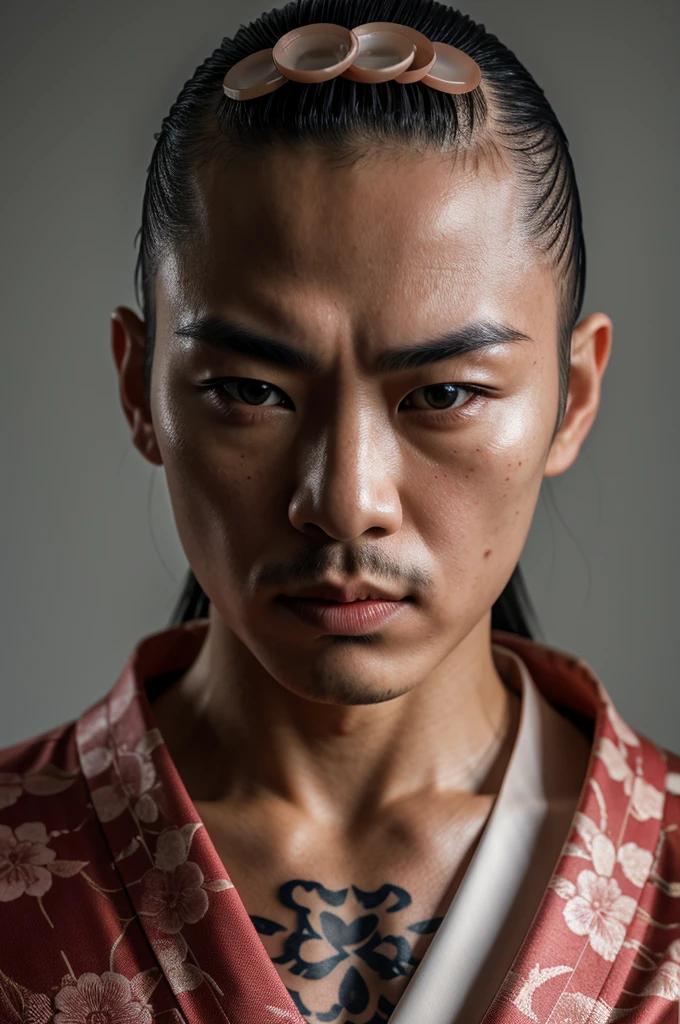 (8ก, raw photos, High qualityสุด), Fully intelligent man, former yakuza, Wear a kimono, Looks dangerous, tattoo, hair follicles, Skin flaws, Very high resolution details, Take a photo, Realism is pushed to the extreme., fine texture, 4K, Very detailed, High quality, high contrast