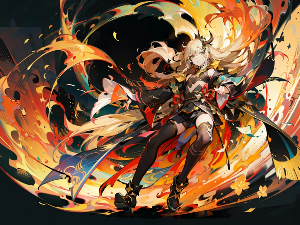 ((1 man)). ((brave:1.2)), whole body,full body,Drawing a detailed portrait of a man with long hair, Long blond hair, Use gradient style. he的头发被仔细地扎成马尾辫,... he has striking gold eyes, 这与he苍白的皮肤形成鲜明对比., 给he疲惫的外表增添了一丝光彩. ,he'wearing a baggy, European style clothes, 在he纤细的身躯上流淌.,. The background is very dark, Dark castle,Cluttered room, flame照亮, 四周的flame,Dim Lights,flame,从门口携带着flame诞生,he身形高挑,Pale cheeks,Long hair on shoulders,耀眼的flame衬得he金色的瞳孔熠熠生辉,Fire,(whole body:1.2)whole body照,Standing,Game CG,恐怖游戏illustration8K,Correct human body,Detailed eye painting,illustration,Highest quality,Exquisite,Detailed face,Masterpiece,flat chest,Slim,young,,High-end,Hand Painted,Official Fanart, Visual novel, Anime style,Girly Romance, Produced by Anime Painter Studio