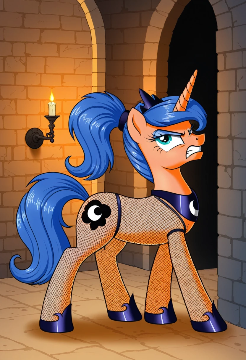 Pony angry Princessa luna in in fishnet tights b locked in a dungeon