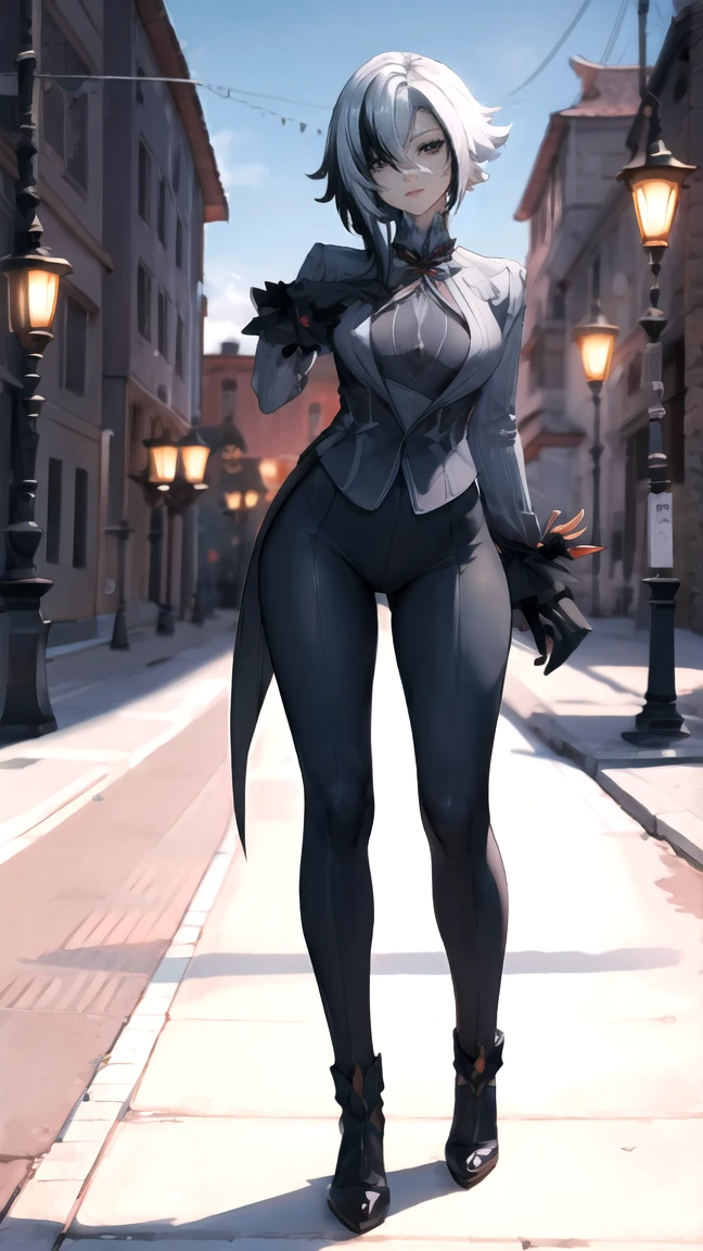 Tanraak (style), ((masterpiece)), ((8k quality)), (no watermark), stolas, male, sleek, shiny black slime body, goo, gooey, long tail feathers, avian, avian tail, black body, butt, solo, detailed alley, looking at viewer, wide hips, smirking, one hand on hips, shiny, slimy, perfect body, inviting eyes, front view, strutting towards viewer, butt