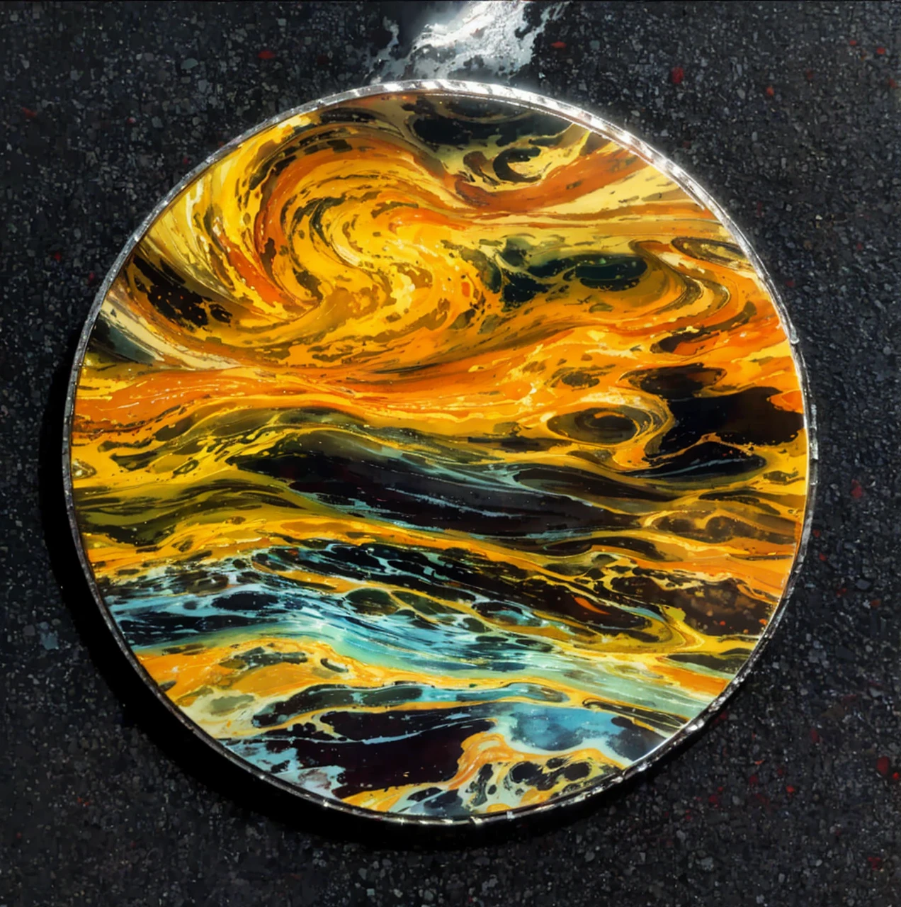 Fiery red clouds swirl and change,The sea is turbulent and the water is shining,Distant mountain shadows and terrain changes,The colors are distinct and blended,Clear changes in light and shadow,Silky smooth and delicate watercolor painting