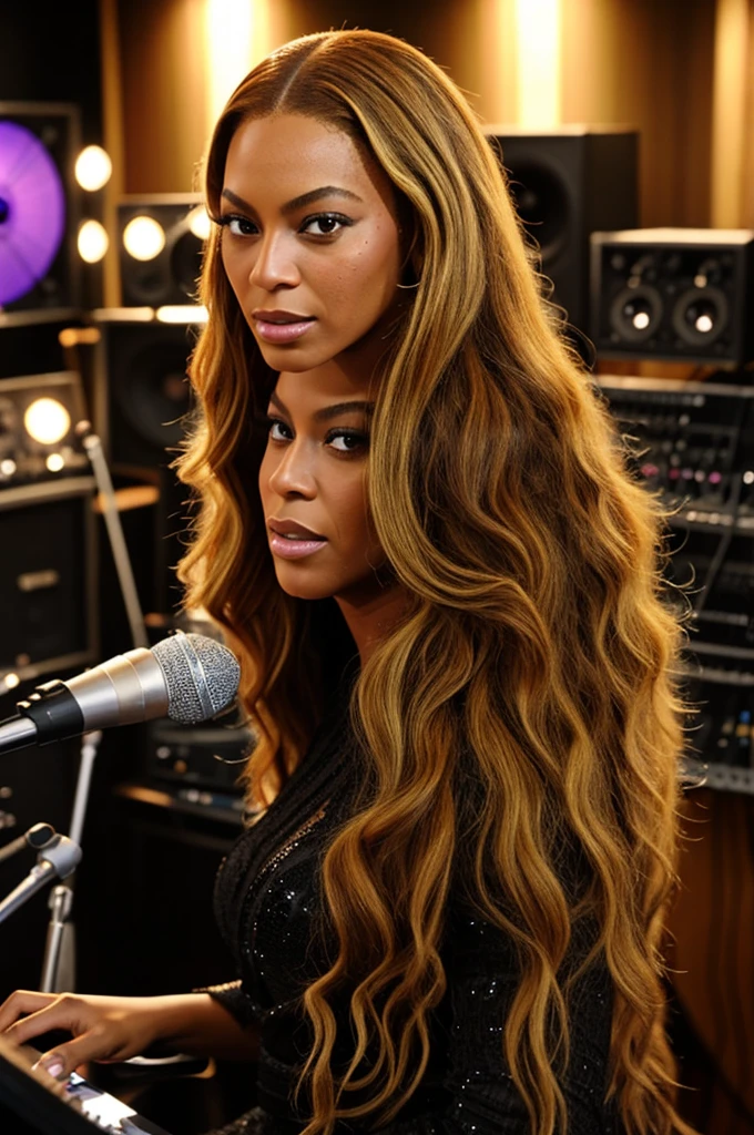 beyoncé knowles in a recording studio