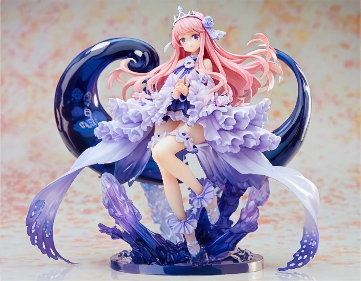 best quality,ultra detailed,extremely detailed and beautiful,perfect anatomy,perfect hands,(sea)++, 1 girl,(Gorgeous figure pedestal)+++, full body ,(Himemori Luna),(12 years old)+,pink hair, purple eye, (long hair), (frilled bikini)+++,low rise bikini, crown, physical education sitting,
