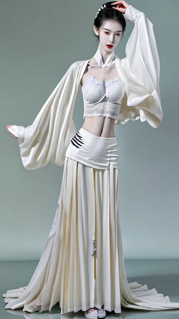 a woman, very thin body, body visible bones, very slender , sweaty weat body, pale white skin, panties, bra,tatto, full body , in a school 