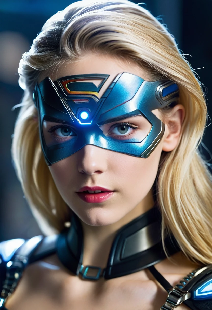 (((Extreme close-up of a beautiful woman (((Cyber Punk with part of his head shaved))) Gaia Weiss under the mantle of the Kryptonian Kara Zor-The alias Supergirl(((With part of his head completely shaved))), long blonde hair))))(((Imagenes led)))front images splash color images))),(((Imágenes led))),((((With part of his head shaved)))),(((Gaia Weiss under the mantle of the Kryptonian Kara Zor-The alias Supergirl))),((((((led)))))),(((LED Images))),Traje Man Of Steel Movie))),(((long blonde hair))),(((Traje Man Of Steel Movie)))