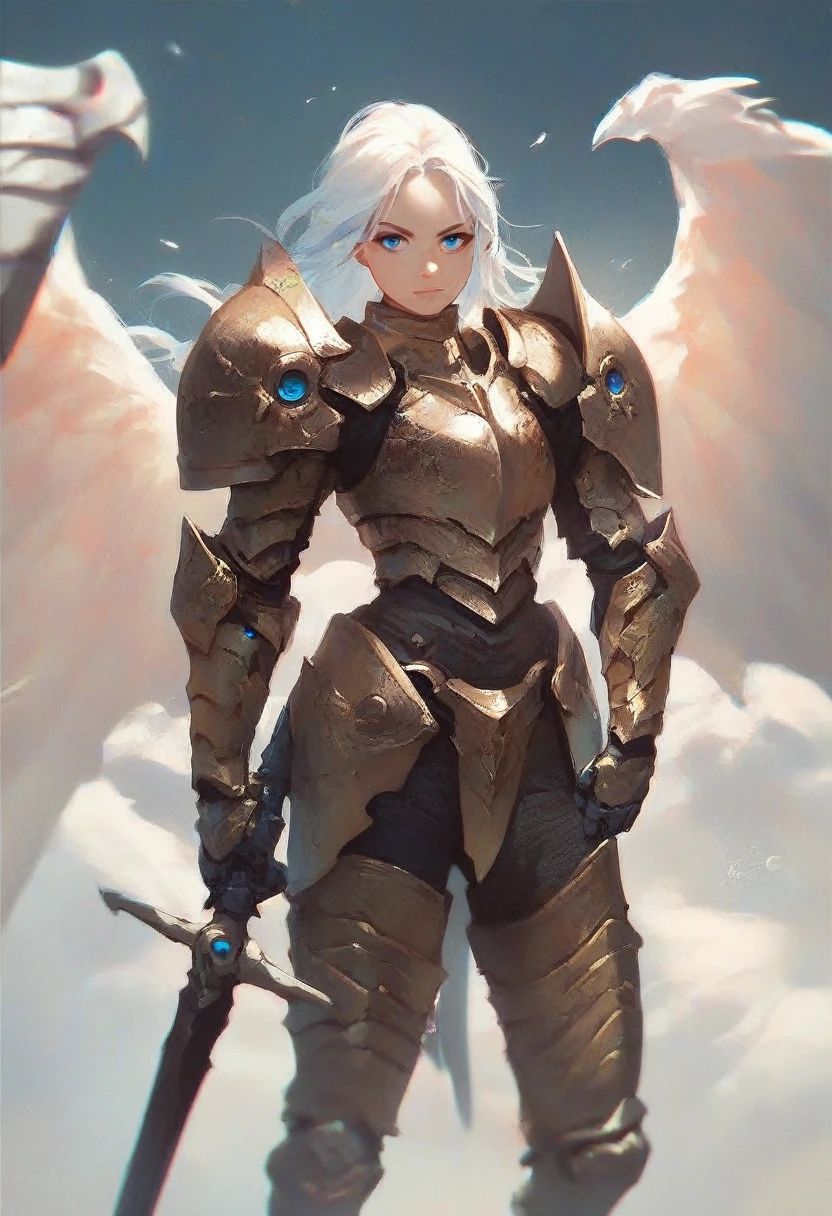 score_9, score_8_up, score_7_up, score_6_up, score_5_up, score_4_up,1girl, armor, weapon, wings, solo, shoulder armor, blue eyes, pauldrons, white hair, looking at viewer, power armor