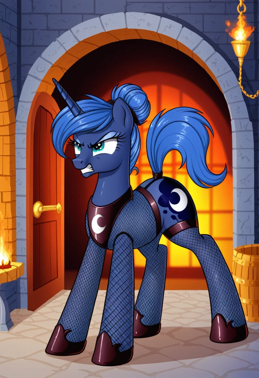 Pony  angry  Princessa luna in   in fishnet tights  b locked in a dungeon
