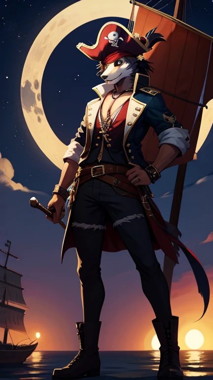 pirate furry, full height, NIGHT