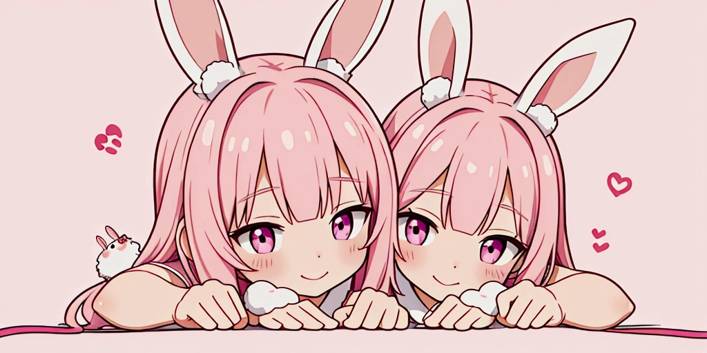 rabbit、animal、Light pink background