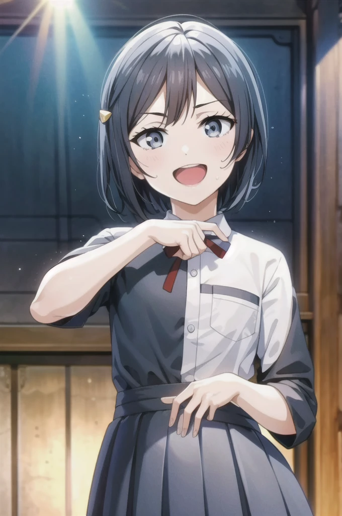 (Highest quality, masterpiece:1.2), One Girl, alone, anime, anime screencap, Ray Tracing, Global Illumination, ultra hi resolution picture, Bright colors, Cinematic Light, Lens flare, Light on the face, Glowing Eyes, Written boundary depth, Happy, Detailed Background, cute, straight, smile, View your audience, Outdoor, null, cloud,
Yuki Setuna, Upper Body,short hair,Sweaty hands,Sweaty feet,Sweaty fingers,Sweaty body,Drooping sweat,Sweat-drenched,Face sweaty,Sweaty, shiny skin,Sweaty hair,hot