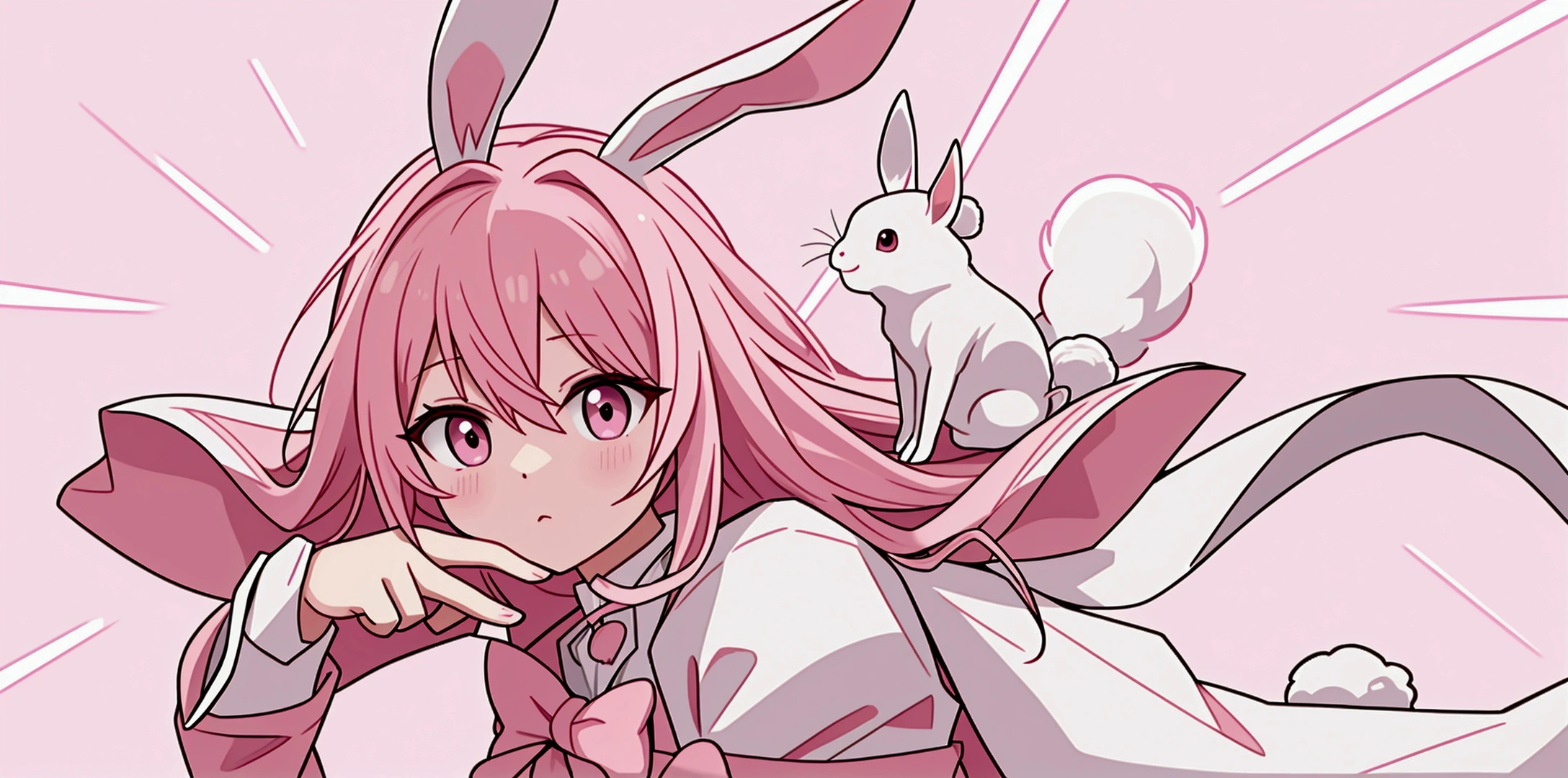 rabbit、animal、Light pink background