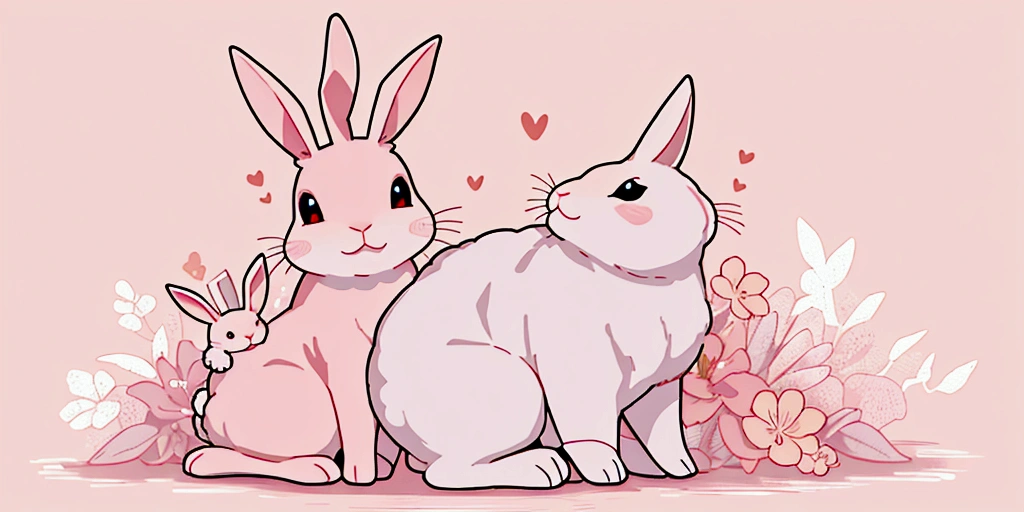 rabbit、animal、Light pink background