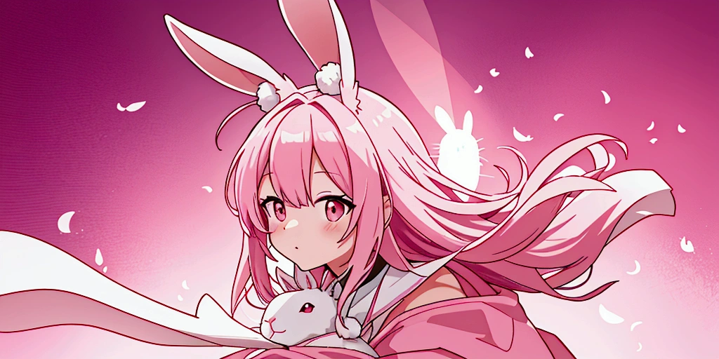 rabbit、animal、Light pink background