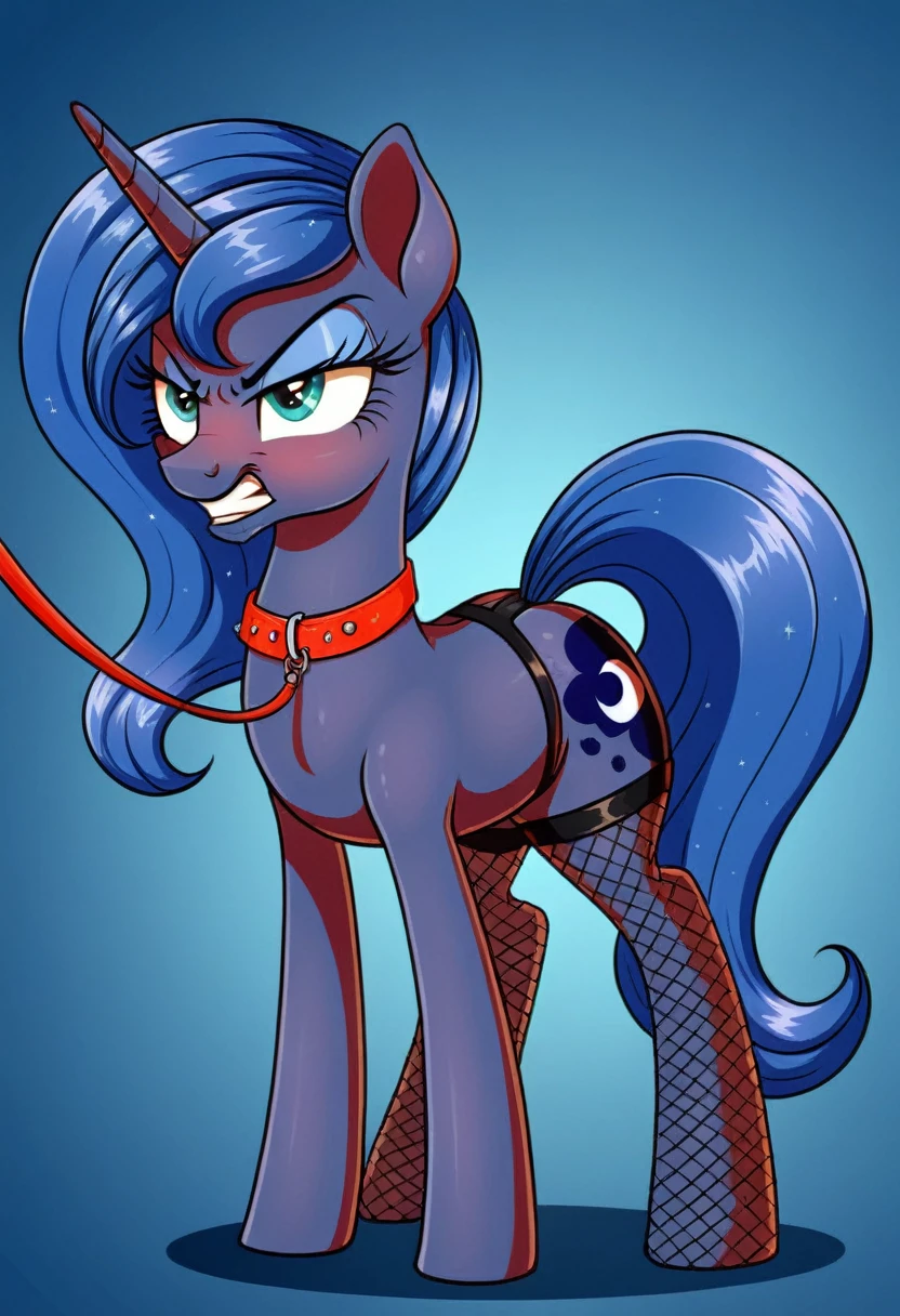 Pony angry Princessa luna in in fishnet tights b night club walks on a leash