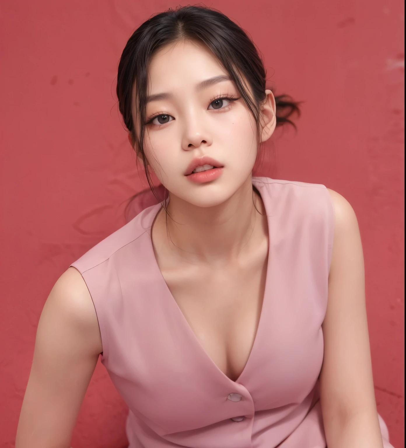 Jennie kim, full lips and heart, loose and straight hair