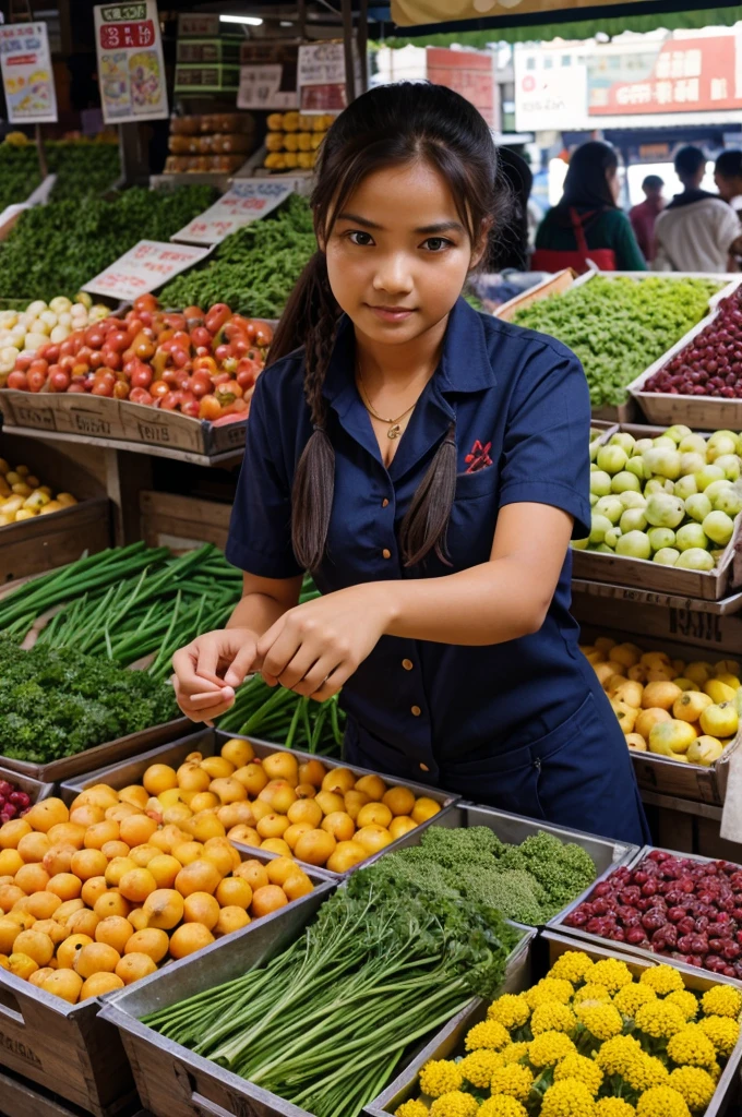 A girl selling Grosary in market