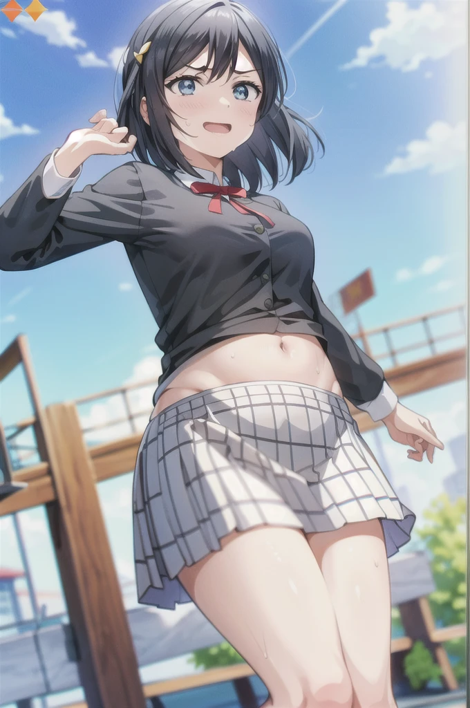 (Highest quality, masterpiece:1.2), One Girl, alone, anime, anime screencap, Ray Tracing, Global Illumination, ultra hi resolution picture, Bright colors, Cinematic Light, Lens flare, Light on the face, Glowing Eyes, Written boundary depth, Happy, Detailed Background, cute, straight,
Yuki Setuna, Diving Dress, belly button,short hair,Sweaty hands,Sweaty feet,Sweaty fingers,Sweaty body,Drooping sweat,Sweat-drenched,Face sweaty,Sweaty, shiny skin,Sweaty hair,hot