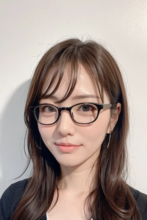 Highest quality、masterpiece、High sensitivity、High resolution、Detailed Description、Slender women、Glasses、Wink、Close your right eye、Stick out your tongue a little、