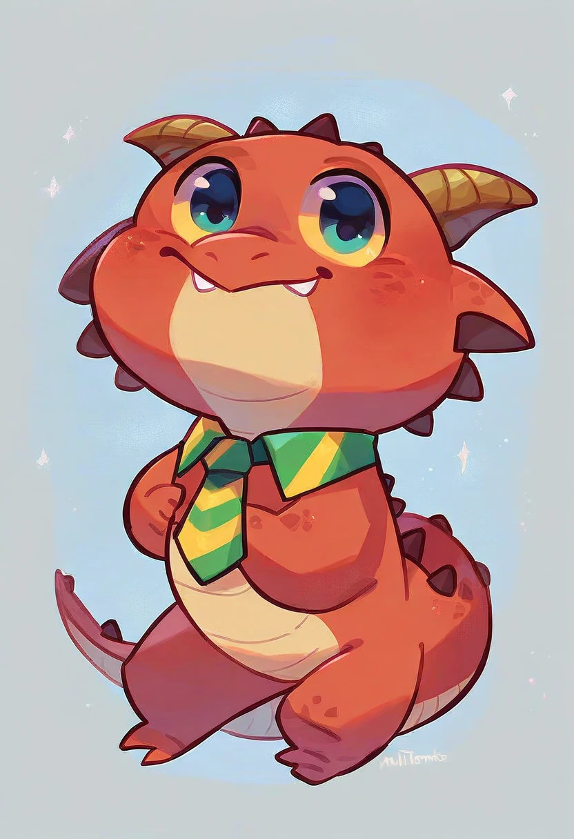 high quality, (dragon), (cute little Dragon), (cartoon:1.3),(chibi:1.2),(pixar style:1.2),(cute expression:1.1), ((((red with yellowish colors)))), he wears a gold tie, white background, full body, very cute
