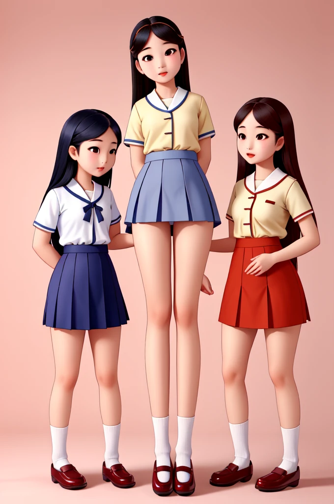 group of asian girls together, ((bottomless)), bare,bottom, liftt up skirts, unzipping, holding each other, bottoms, lift skirts, korean uniforms, korea,  (masterpiece, high quality, best quality intricate, detailed),  