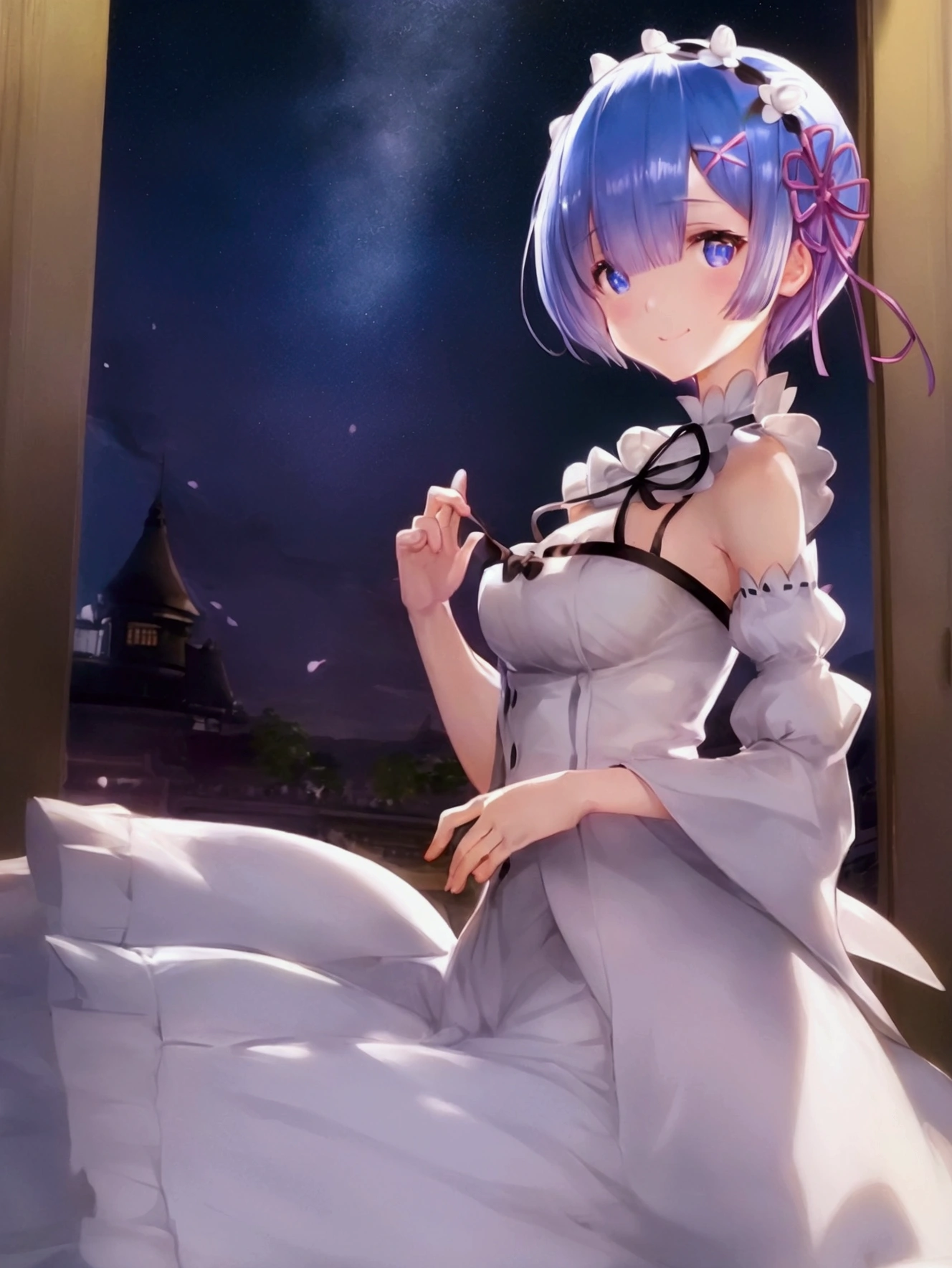 Re:Zero、Rem、Round hairstyle、short hair、Gentle smile、Ultra-precision、