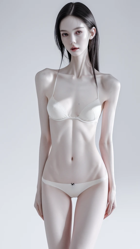 a very thin, slender woman with visible bones, pale white skin, sweaty body, wearing only panties and bra, full body tattoo, standing in a school setting, (best quality,4k,8k,highres,masterpiece:1.2),ultra-detailed,(realistic,photorealistic,photo-realistic:1.37),extremely detailed face and body, high quality portrait
