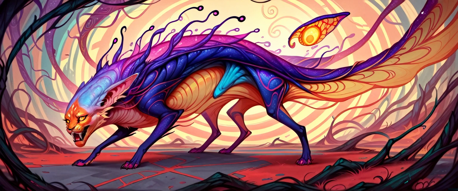 alien cat creature, extraterrestrial feline, surreal fantasy creature, abstract alien animal, organic otherworldly being, mystical cosmic cat, psychedelic extraterrestrial fauna, ethereal alien cat entity, bioluminescent space cat, otherworldly feline lifeform, intricate alien cat design, detailed extraterrestrial cat creature, imaginative alien cat portrait, photorealistic alien cat, hyper-detailed cosmic cat, (best quality, 8k, highres, masterpiece:1.2), ultra-detailed, (realistic, photorealistic, photo-realistic:1.37), vibrant colors, dramatic lighting, intricate patterns, glowing ethereal eyes, sharp focus, cinematic composition