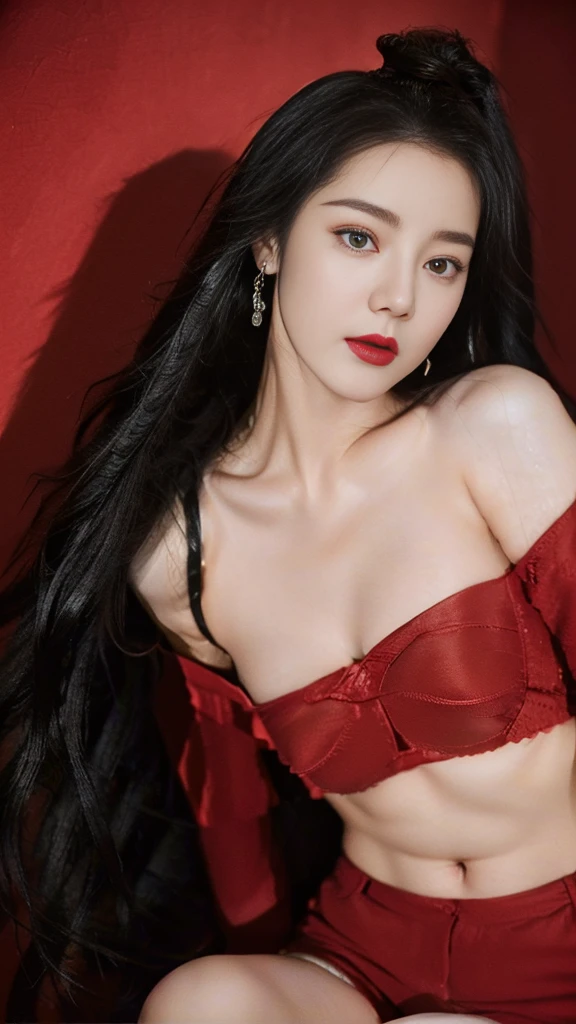 (1girl:1.3, solo), (a extremely pretty and beautiful Japanese woman), (sexy girl), (professional attire:1.3), (22 years old: 1.1), (from below:1.3), (low angle:1.3), (ground level shot:1.3), (girl on top:1.3), (arms behind back between legs:1.3), (attractive random posing:1.3), (in the queenroom:1.3), (starring at you:1.3), break, (bobble ponytail:1.3), (shiny-black thin hair:1.2), bangs, dark brown eyes, beautiful eyes, princess eyes, big eyes:1.3, bangs, Hair between eyes, short hair:1.3, curby, abs, perfect abs, (medium-large-breasts:1.5, sagging breasts:1.5, disproportionate breasts:1.5), (thin waist: 1.15, abs:0.95), (detailed beautiful girl: 1.4), Parted lips, Red lips, full-make-up face, (shiny skin), ((Perfect Female Body)), (Upper Body Image:1.3), Perfect Anatomy, Perfect Proportions, (most beautiful Korean actress face:1.3, extremely cute and beautiful Japanese actress face:1.3), BREAK, (bare shoulder, Chest squeezed together, View viewer, (insanely detailed red-pvc-bikini:1.3), (shorts:1.3), detailed clothes, BREAK, (detailed classy queenroom background:1.2), (dark background), (Studio soft lighting: 1.3), (fake lights: 1.3), (backlight: 1.3), BREAK, (Realistic, Photorealistic: 1.37), (Masterpiece, Best Quality: 1.2), (Ultra High Resolution: 1.2), (RAW Photo: 1.2), (Sharp Focus: 1.3), (Face Focus: 1.2), (Ultra Detailed CG Unified 8k Wallpaper: 1.2), (Beautiful Skin: 1.2), (pale Skin: 1.3), (Hyper Sharp Focus: 1.5), (Ultra Sharp Focus: 1.5), (Beautiful pretty face: 1.3), (super detailed background, detail background: 1.3), Ultra Realistic Photo, Hyper Sharp Image, Hyper Detail Image,