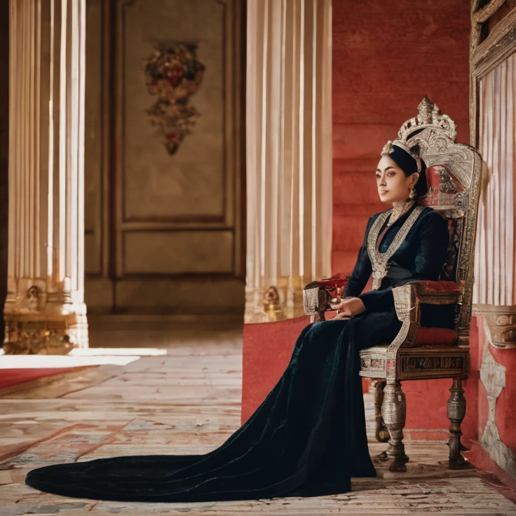 A woman sitting on a throne