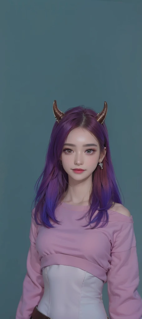 Very detailed faces, realistic beautiful girl with horn