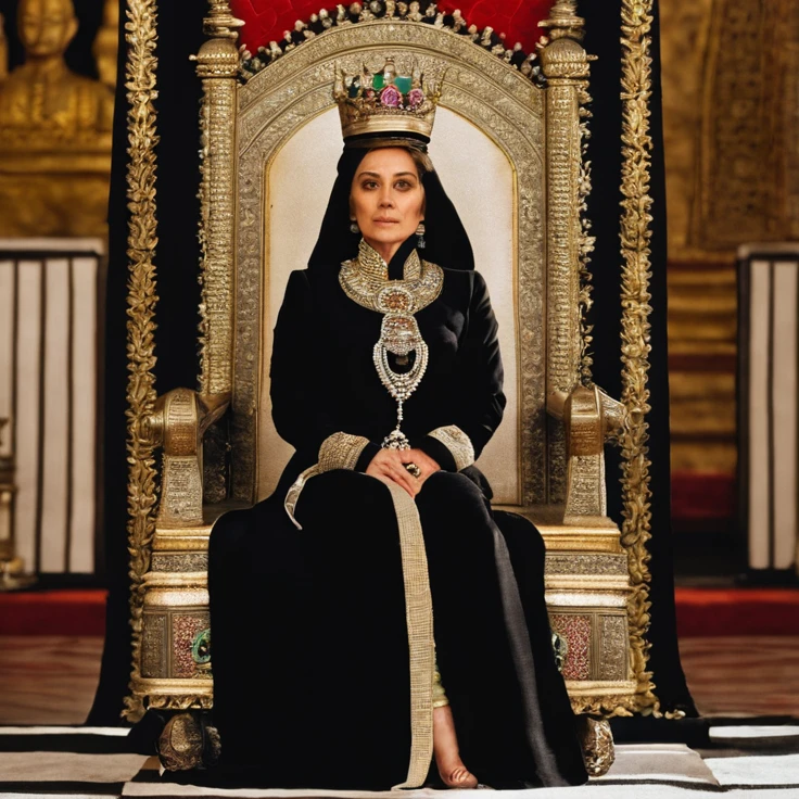 A woman sitting on a throne