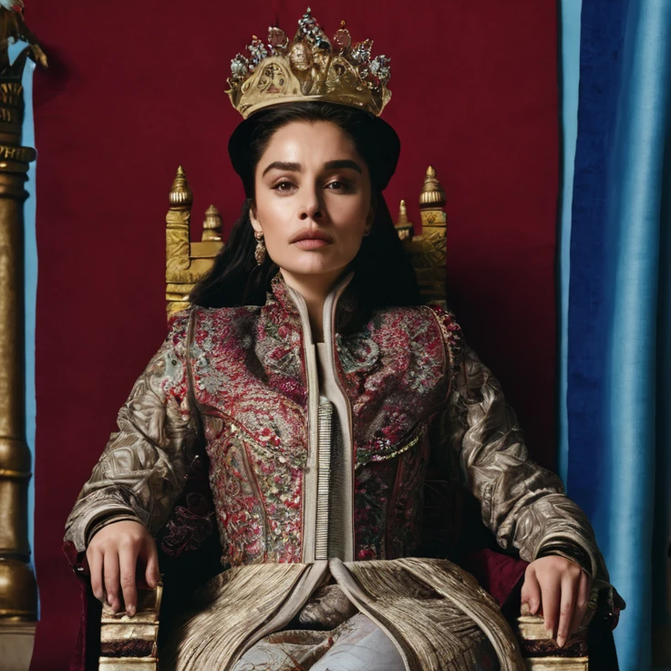 A woman sitting on a throne