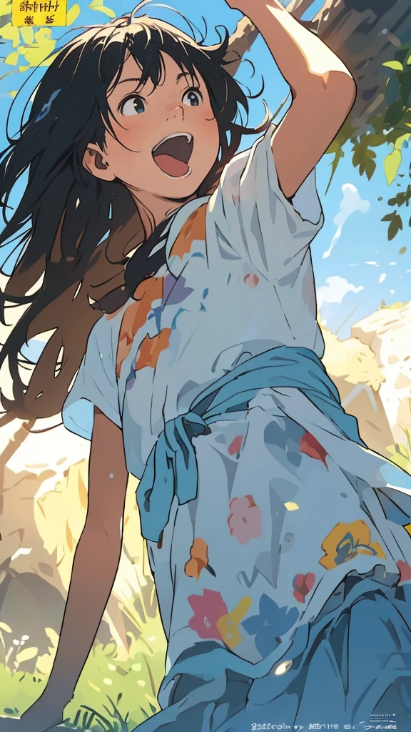 reasonable design, Clear lines, High Sharpness, (highest quality,8K,Perfect sharpness,Ultra fine,High resolution,masterpiece:1.2), Perfect Anatomy:1.5, Official Art, Illustrations that tell a story, (Whitish background:0. 9)、Body Positivity、More Mr.Physical expression、(Random and mischievous poses)、Perfect beauty、Perfect beautiful face、Strong winds、A rich expression、Dynamic composition、smile、Golden ratio composition、colorful、(Mr.Different angles and perspectives)、anime art、mini skirt、(Overcoming stereotypes)、 Glowing Skin、(Natural beauty)、smile、bangs、Straight Hair、(Soft and flowing hair)、(Rural Scenery)、(Nostalgic atmosphere)、Insert up to the thighs、(Playful and carefree)、(More Mr.Ethnic characters)、(innocent attitude)、(Sunny atmosphere)、Skirt flipped up、(Bright colors)、Belly button exposed、Beautiful Eyes、A skirt fluttering in the wind、Put it in to your feet、Some composition patterns、sensuous、Geometric pattern、emotional、Symposium cover、