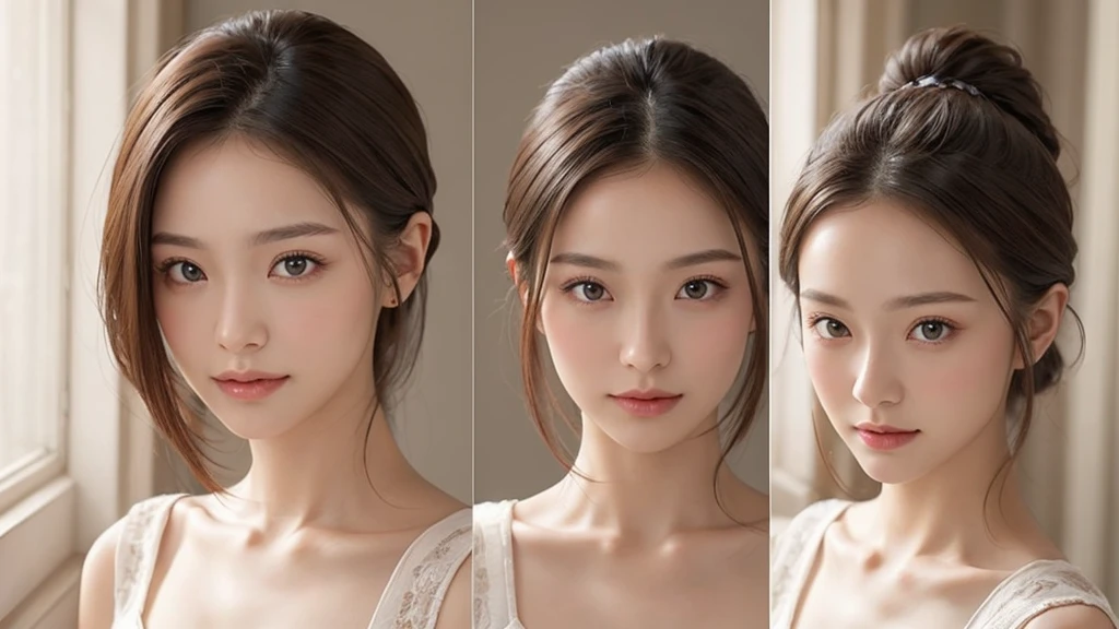 8k, Highest quality, masterpiece, Realistic, Super detailed, photo Realistic, Improvement of quality, Beautiful Face,The background is a beauty salon with a white interior, Calm face, Natural Beauty,A woman in her early 20s aiming to become a hairdresser,The hairstyle is shoulder-length and layered.,A shot showing the upper body,Shows about 20% of the skin、The nation's beautiful girl,Hair is depicted more naturally,Facing forward,