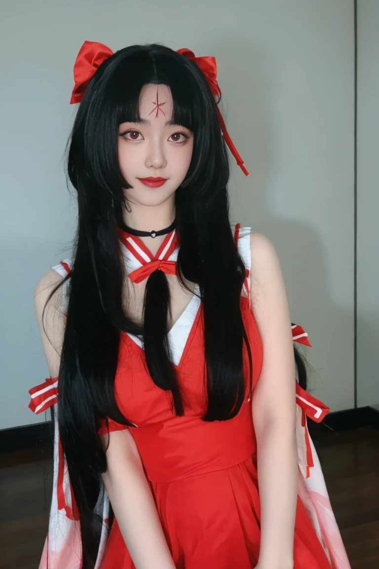 best quality, tmasterpiece,Ultra-high resolution,Clear face,(Reality:1.4),ferpect lighting,(upper body:1.3), (photorealistic:1.50), anime wallpaper, Guviz style artwork, cover-up fantasy up to magic , by Yang J, Guviz, beautiful artwork illustration, beautiful digital artwork, beautiful digital illustration, Li Song, beautiful anime portrait, art style in Beauvot, 1girl, 独奏, long hair, (twintails:1.5), hair ribbon, (black hair:1.5), bangs, (purple eyes), double eyelids, blush, Red cheeks, Sleeveless, white dress, (Hanfu), (Chinese dress), (medium breast:1.5), shagging breasts, Cleavage, indoor, room, (standing), (looking at viwer), smile,