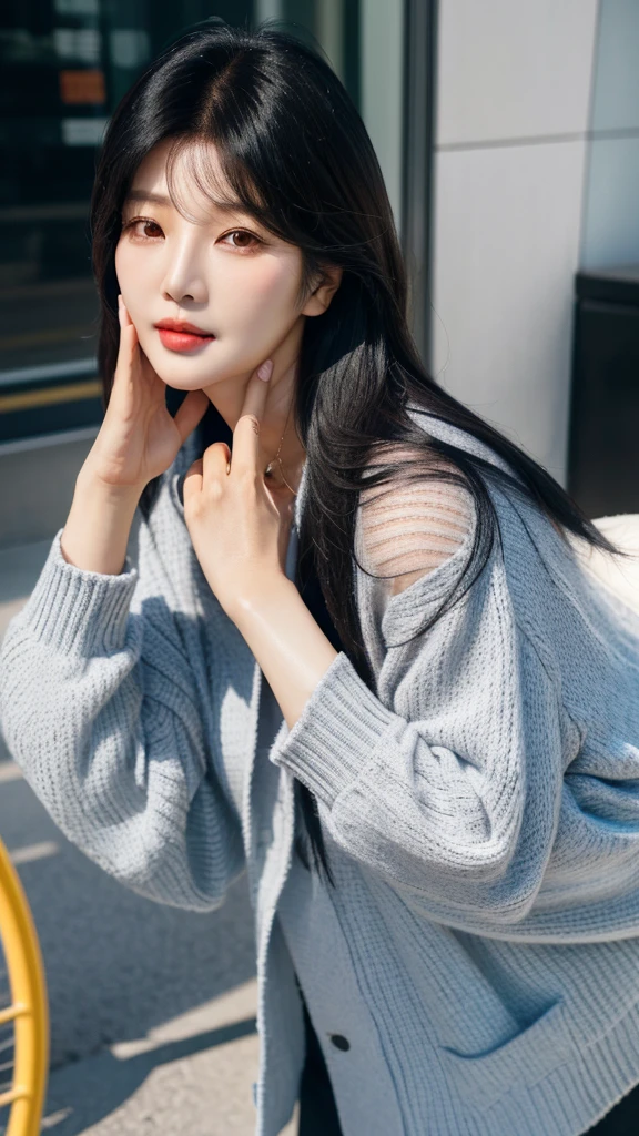 A standing black-haired woman in her fifties, Ulzzang, Shin Jinyoung, Choi Hong-hwa, Korean Girls, 8k)), sakimichan, Bae Suzy, It&#39;s hot with the shining sun, White skin!!, She has black hair with bangs, Beautiful Korean Women, Jaeyoung Nam
