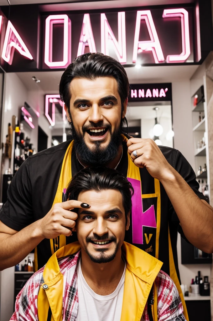 A crazy guy for a beauty salon called Hanna with the letter H