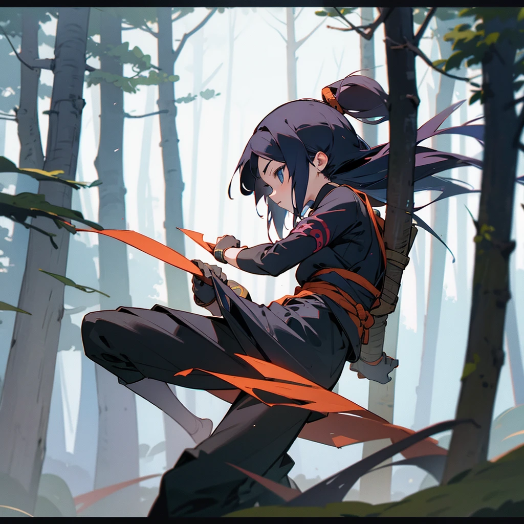 Ninja, girl, forest