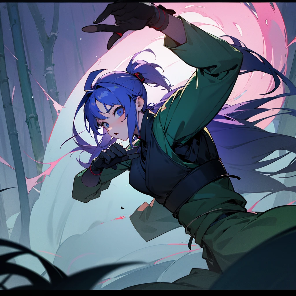 Ninja, girl, Night forest