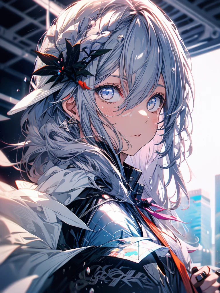 Girl, gray hair, smoking