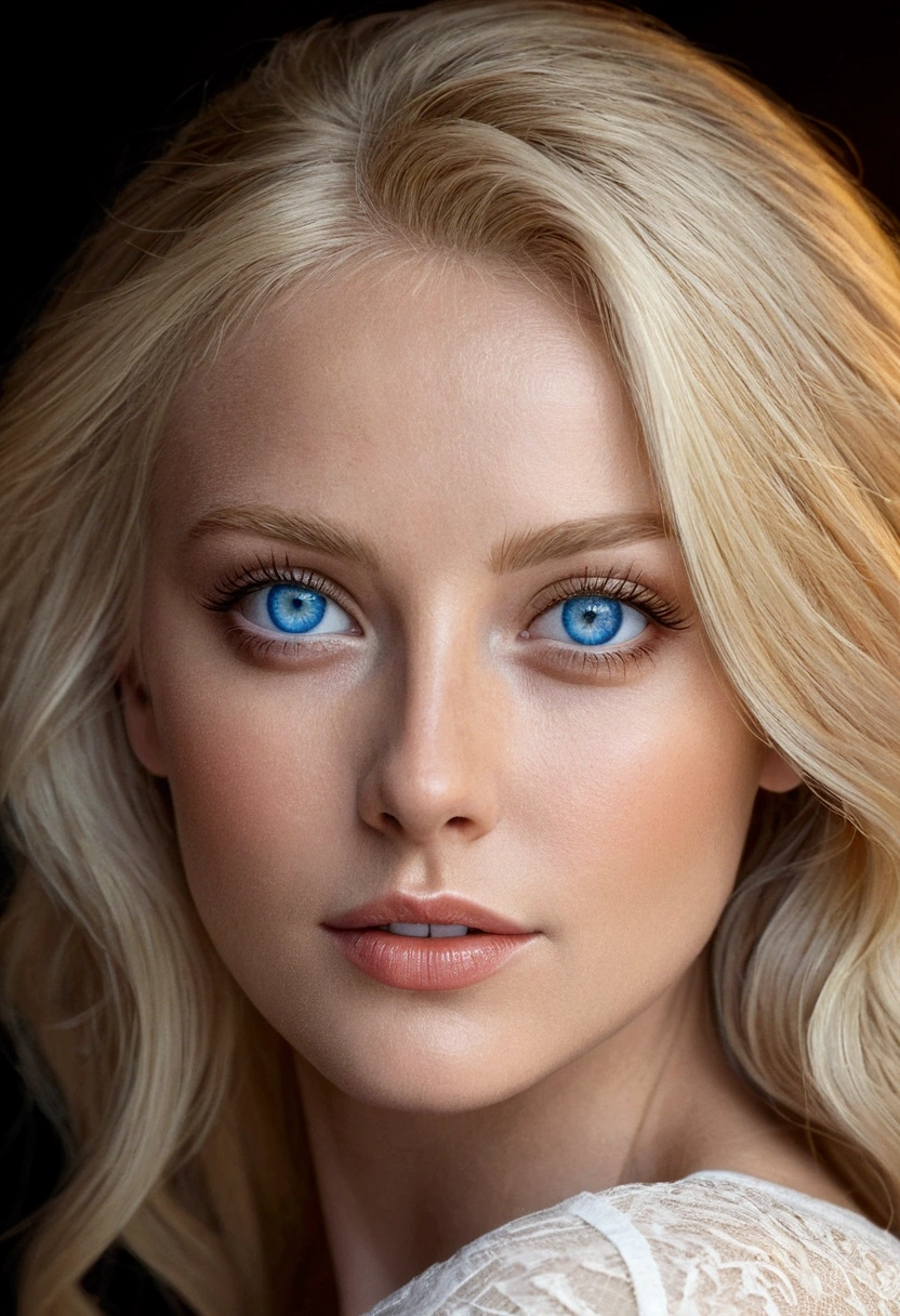 Blonde Woman, Realistic Blue Eyes