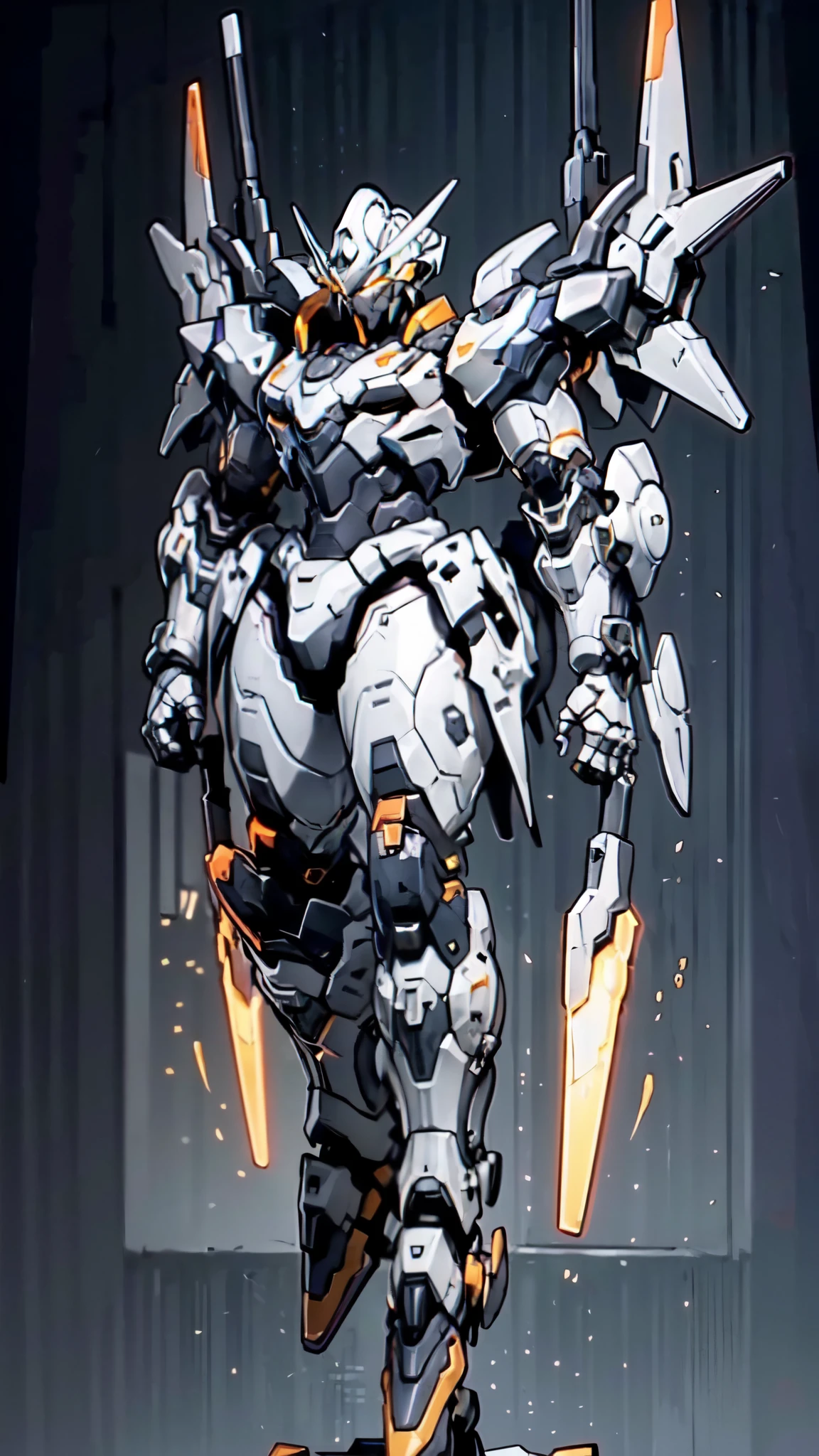 (masterpiece:1.5, best quality:1.5, extremely delicate:1.5), humanoid Mecha, fully enclosed shoulder guards, matching arm and leg guards, full body, full armor, the design balances heavy with agility, (the color scheme is primarily white with red and blue accents, the concept Inspired by Super robot, organic biotech armor, standing, floating high above the futuristic sci-fi city), exquisite and mature art style, (aura effect, energy, glowing eyes, the armor glows), metallic, dramatic, high definition, highres, ultra-detailed, ultra-fine painting, professional, perfect body proportions, anatomically correct, symmetrical face, extremely detailed eyes and face, high quality eyes, creativity, RAW photo, UHD, 32k, Natural light, cinematic lighting, masterpiece-anatomy-perfect