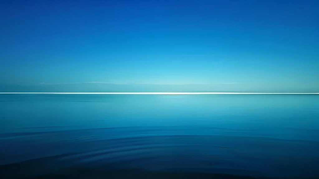 a surreal image of an endless expanse of water, the surface of the water should have a subtle glow, gently glowing horizon, #000000 in the background with a soft glow from horizon and subtle tones blending smoothly throughout, low exposure with bright highlights and glow