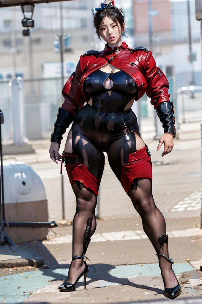 30-year-old Asian female gladiator posing for a photo,Tall and sexy,Sweaty and sweaty,Shiny muscle lines,Sense of Power,Large Breasts,Big buttocks,Mature and charming,Lewd exposure ,exposed,Camel toe,nipple,Y-hair details,NSFW,Release liquid,Wear sexy super high heels,The charming and seductive queen,Fighting breath