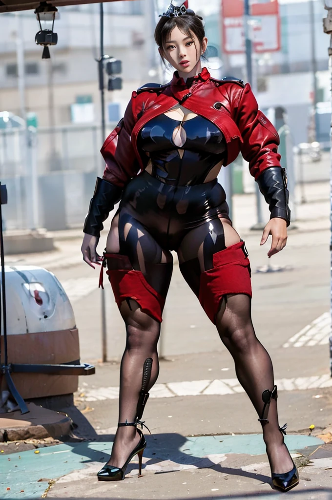 30-year-old Asian female gladiator posing for a photo，Tall and sexy，Sweaty and sweaty，Shiny muscle lines，Sense of Power，Large Breasts，Big buttocks，Mature and charming，Lewd exposure ，exposed，Camel toe，nipple，Y-hair details，NSFW，Release liquid，Wear sexy super high heels，The charming and seductive queen，Fighting breath