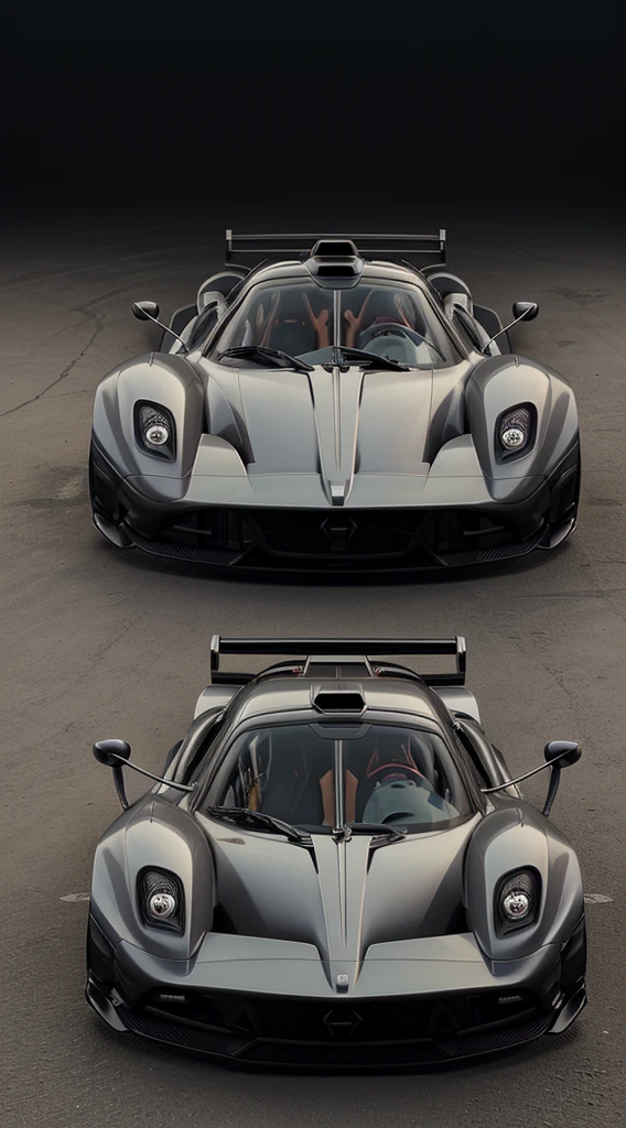 a 3/4 front view of ((futuristic Pagani Zonda HP Barchetta cyberpunk hotrod motorcycle)) (with glowing tires), at the parking lot,