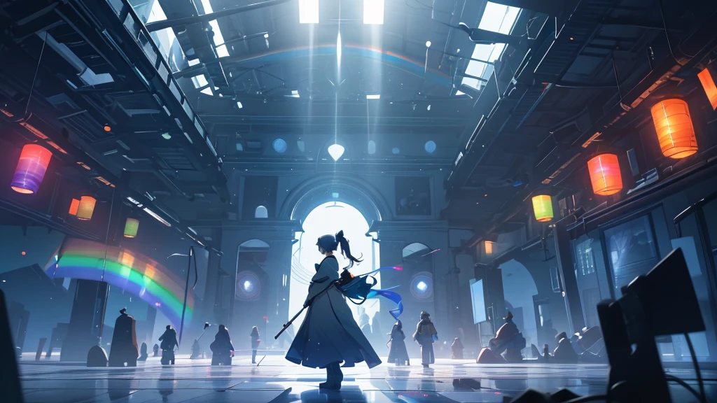 jaw, ponytail, regatta, Shirt tied at the waist, Clean the portal gun at the workbench, Morning sunlight shining through the window (zrpg style) (artwork:1.2) (figure:1.2) (Better Quality:1.2) (be familiar with) (Complex) (8k) (High resolution) (Cinema Lighting) (Sharp focus), whole body, Big Ass, thick, {Highly detailed 16k CG uniform wallpaper}, Vast landscape photography, (A bottom-up view that focuses on characters and settings), (Wide open view), (Low angle photo), (highlight: 1.2), (Low Light:1.7), (Warm light source: 1.2), Complex詳細, (Rainbow Core: 1.5), (Bright lighting), (Atmospheric lighting), 