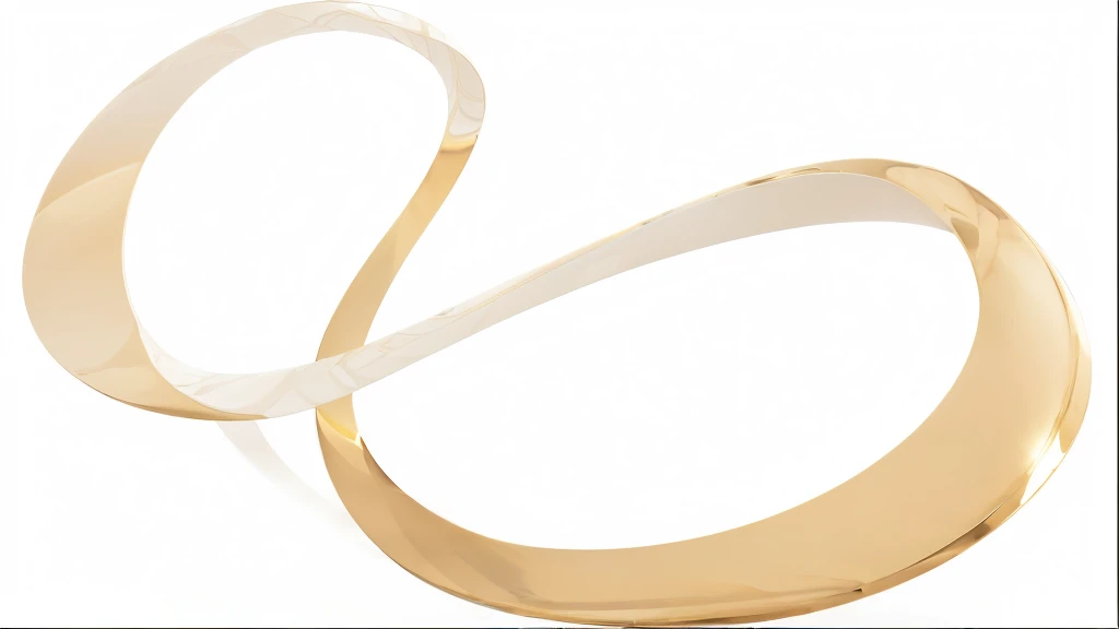 there is a white and yellow sculpture with a curved design, crisp smooth lines, mobius strip shaped planet, crisp smooth clean lines, leaked image, crisp lines, golden curve composition, sinuous, golden ribbon, klein bottle, 14k gold wire, lasso, golden curve structure, gold collar, gold belt, smooth curvilinear design