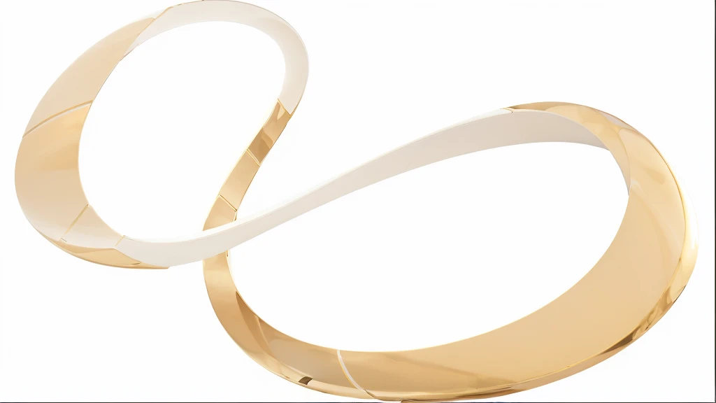 there is a white and yellow sculpture with a curved design, crisp smooth lines, mobius strip shaped planet, crisp smooth clean lines, leaked image, crisp lines, golden curve composition, sinuous, golden ribbon, klein bottle, 14k gold wire, lasso, golden curve structure, gold collar, gold belt, smooth curvilinear design
